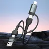 Kabel 3mk Hyper Cable N-SERIES 2 in 2 USB-A / USB-C i USB-C / Lightning 1.2m QC 3.0 9V/2A 60W - czarny